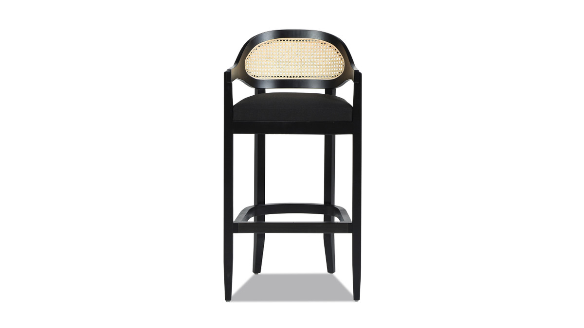 Jennifer Taylor Home Americana Mid-Century Modern 30.5" Cane Back Bar Stool Jet Black