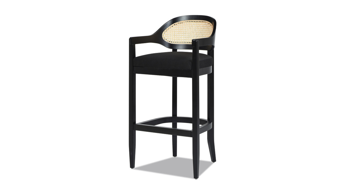 jennifer taylor home Americana Mid-Century Modern 30.5" Cane Back Bar Stool Jet Black