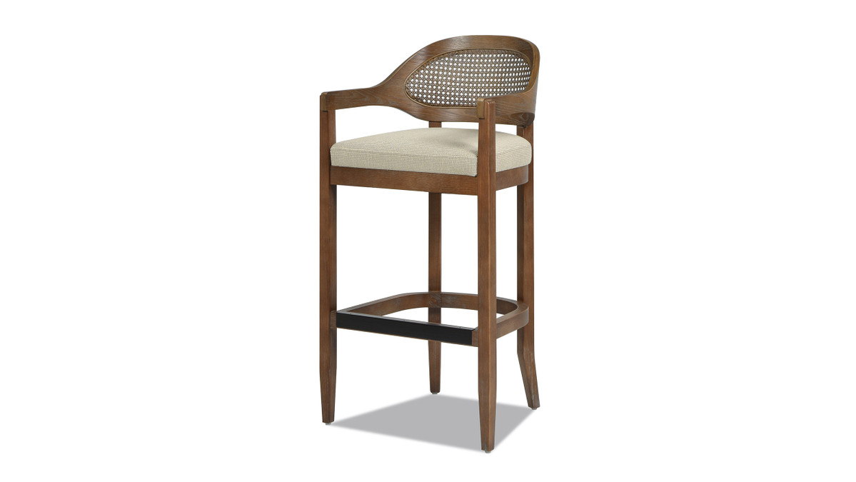 jennifer taylor home Americana Mid-Century Modern 30.5" Cane Back Bar Stool Taupe Beige