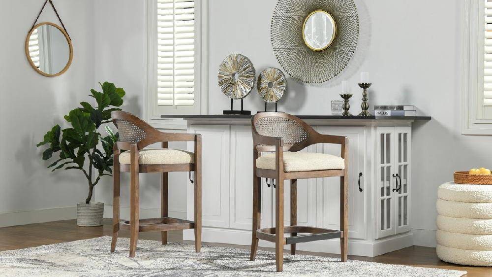 Jennifer Taylor Home Americana Mid-Century Modern Cane Back Bar Stool And Counter Stool