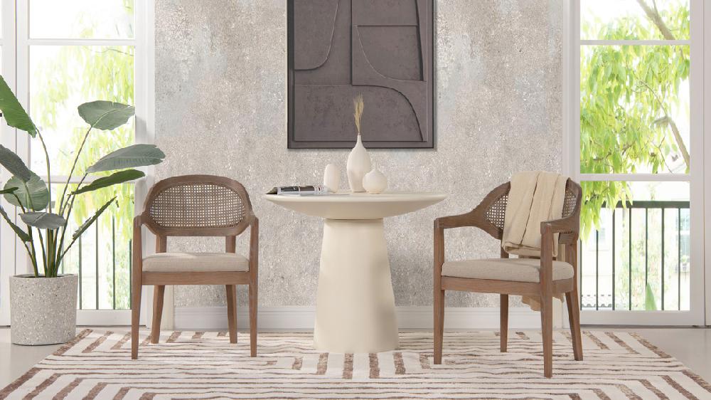 Jennifer Taylor Home Americana Mid-Century Modern Cane Back Dining Chair Taupe Beige