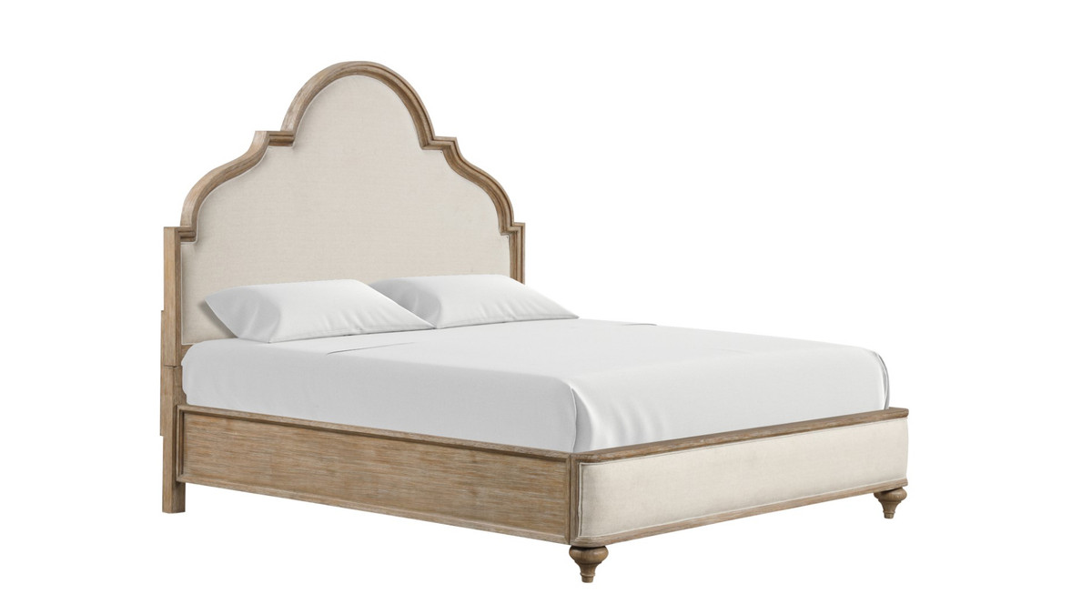 jennifer taylor home Amira 72" High Arched Upholstered Bed King Almond