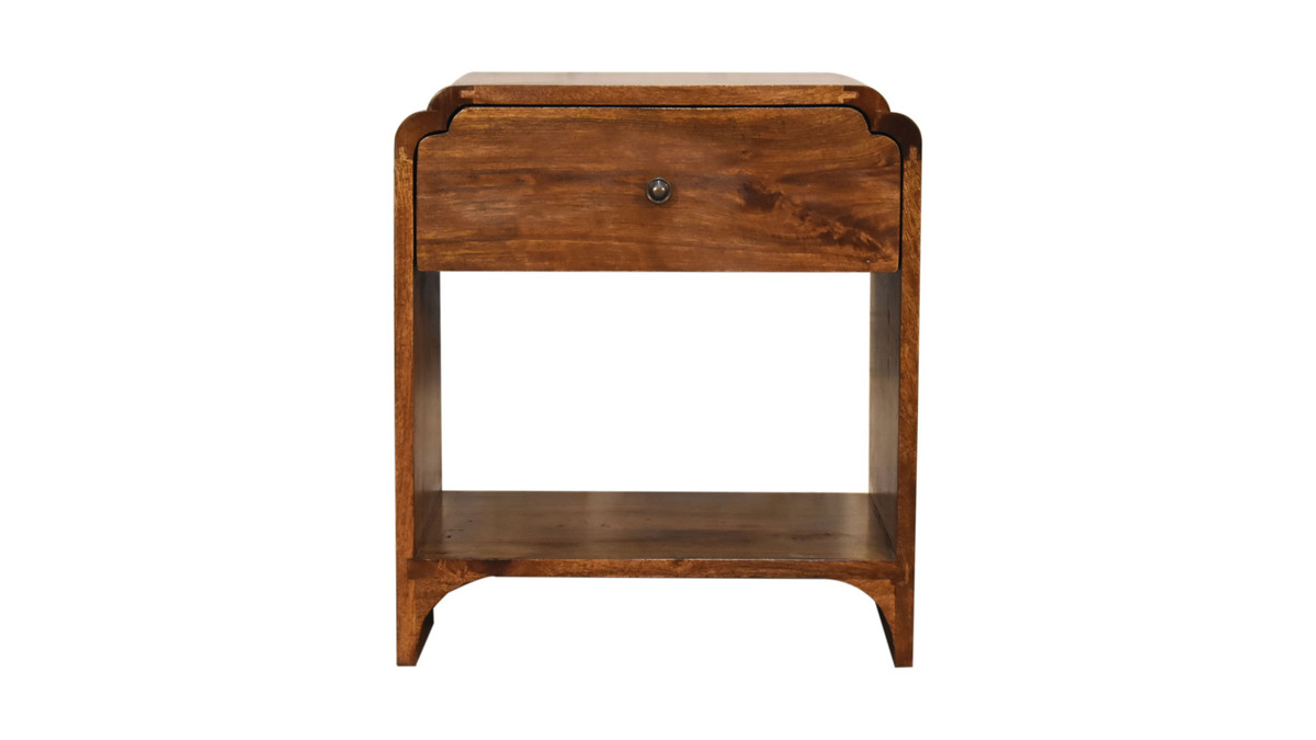 jennifer taylor home Ansel 17.72" Handcrafted Solid Mango Wood Nightstand Chestnut Finish