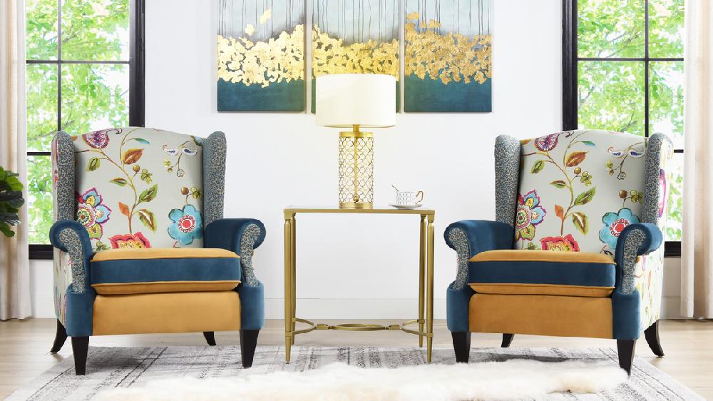 Jennifer Taylor Home Anya Boho Chic Wingback Accent Arm Chair Floral & Leopard