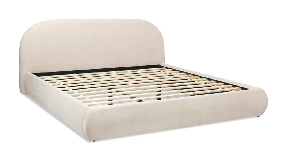 Jennifer Taylor Home Archie Puffy Grounded Upholstered Platform Bed King Oatmeal Light Beige