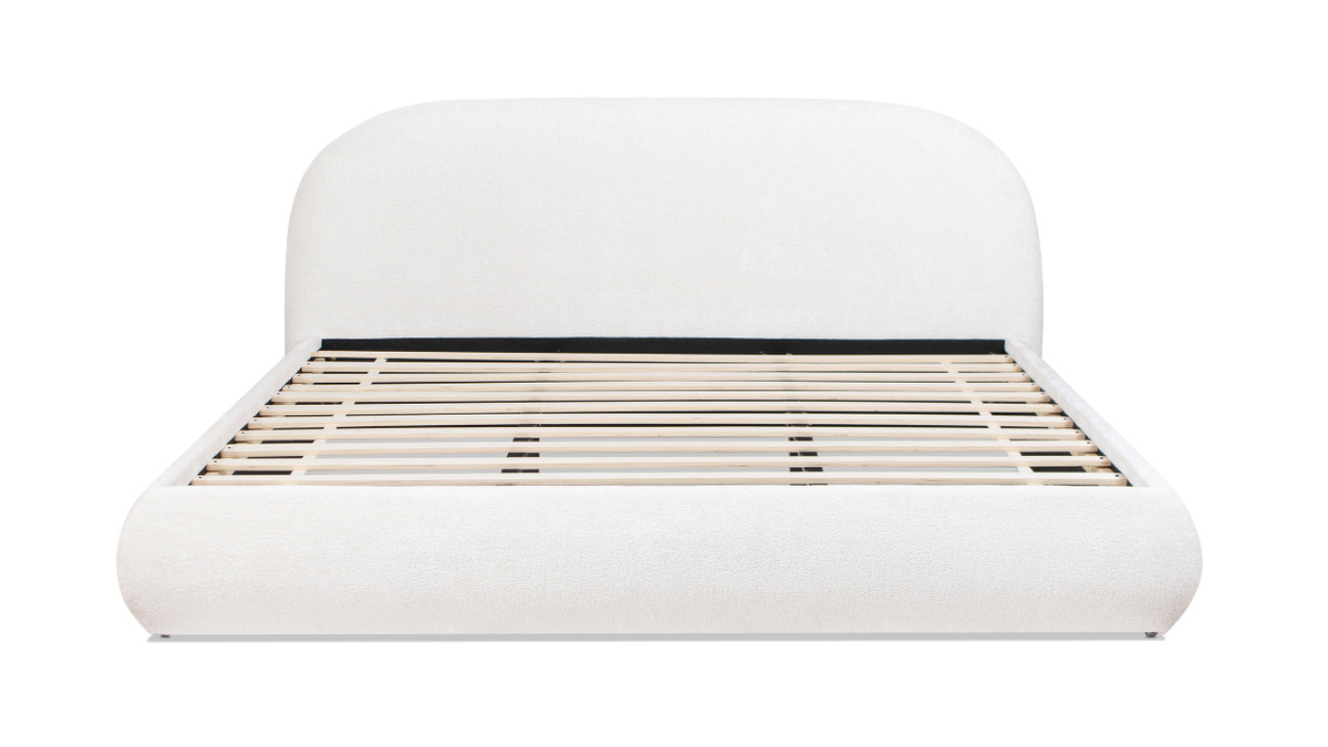 Jennifer Taylor Home Archie Puffy Grounded Upholstered Platform Bed King Almond White