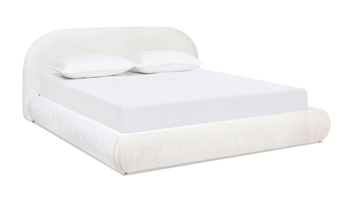 jennifer taylor home Archie Puffy Grounded Upholstered Platform Bed King Almond White