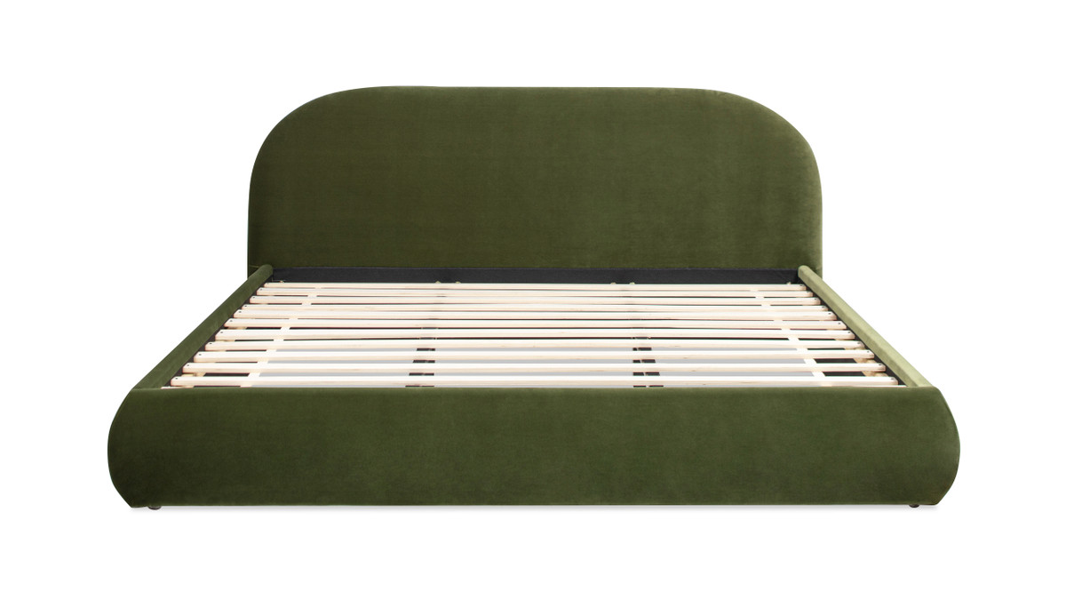 Jennifer Taylor Home Archie Puffy Grounded Upholstered Platform Bed King Olive Green