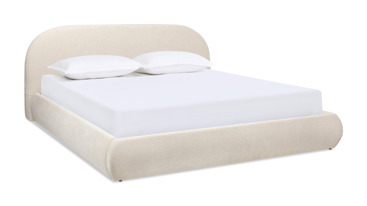 jennifer taylor home Archie Puffy Grounded Upholstered Platform Bed King Oatmeal Light Beige