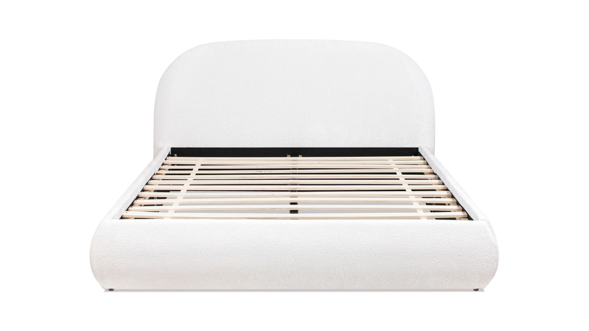 Jennifer Taylor Home Archie Puffy Grounded Upholstered Platform Bed Queen Almond White