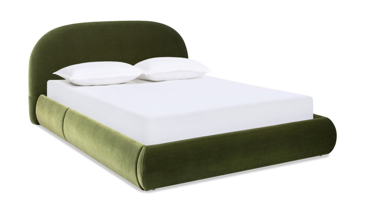 jennifer taylor home Archie Puffy Grounded Upholstered Platform Bed Queen Olive Green