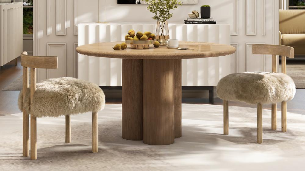 Jennifer Taylor Home Arden 19.5" Genuine Sheepskin Fur Split Back Dining Chair Natural Blonde