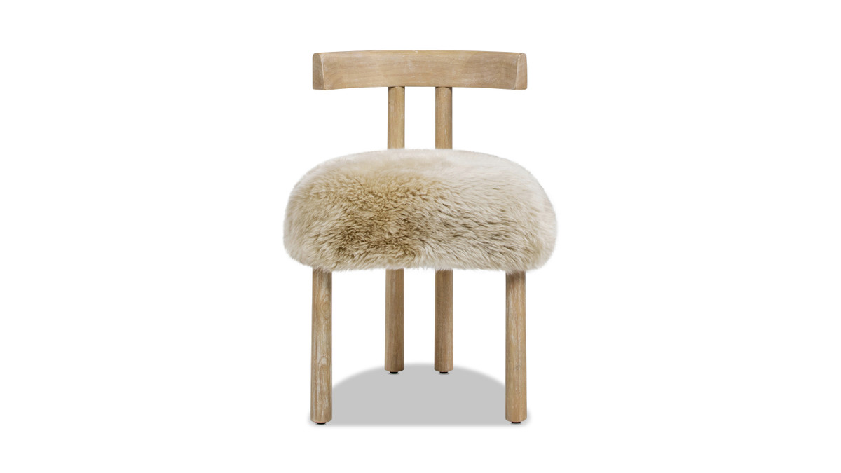 Jennifer Taylor Home Arden 19.5" Genuine Sheepskin Fur Split Back Dining Chair Natural Blonde