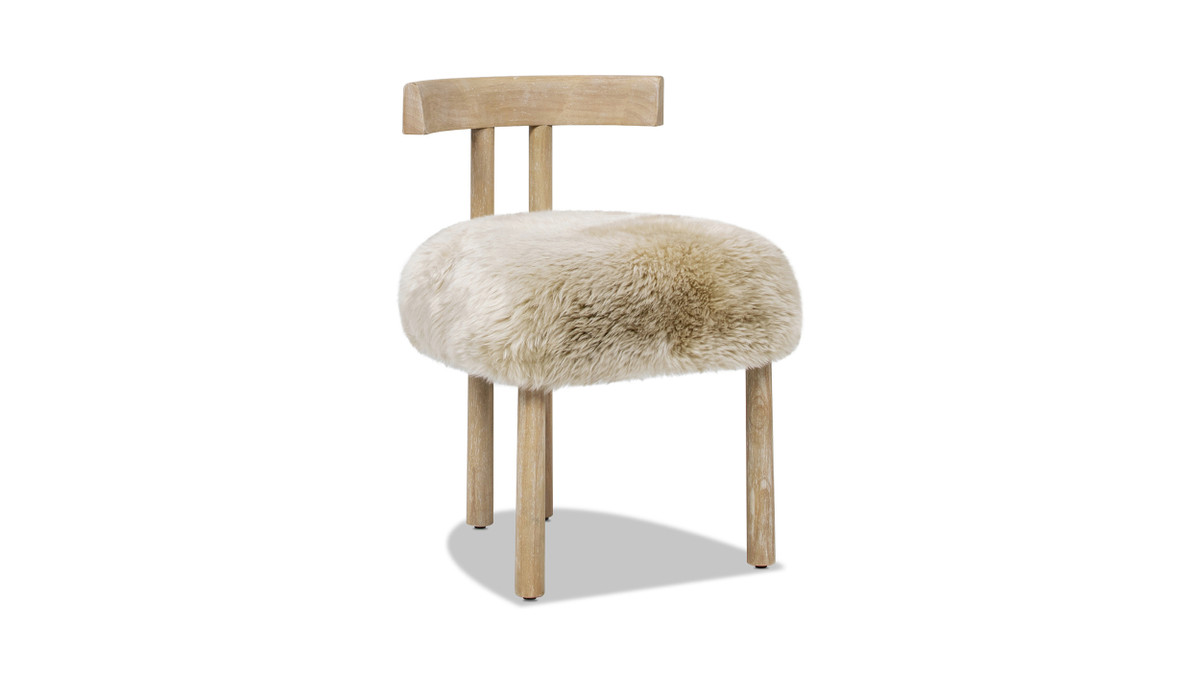 Jennifer Taylor Home Arden 19.5" Genuine Sheepskin Fur Split Back Dining Chair Natural Blonde