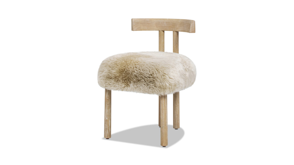 jennifer taylor home Arden 19.5" Genuine Sheepskin Fur Split Back Dining Chair Natural Blonde