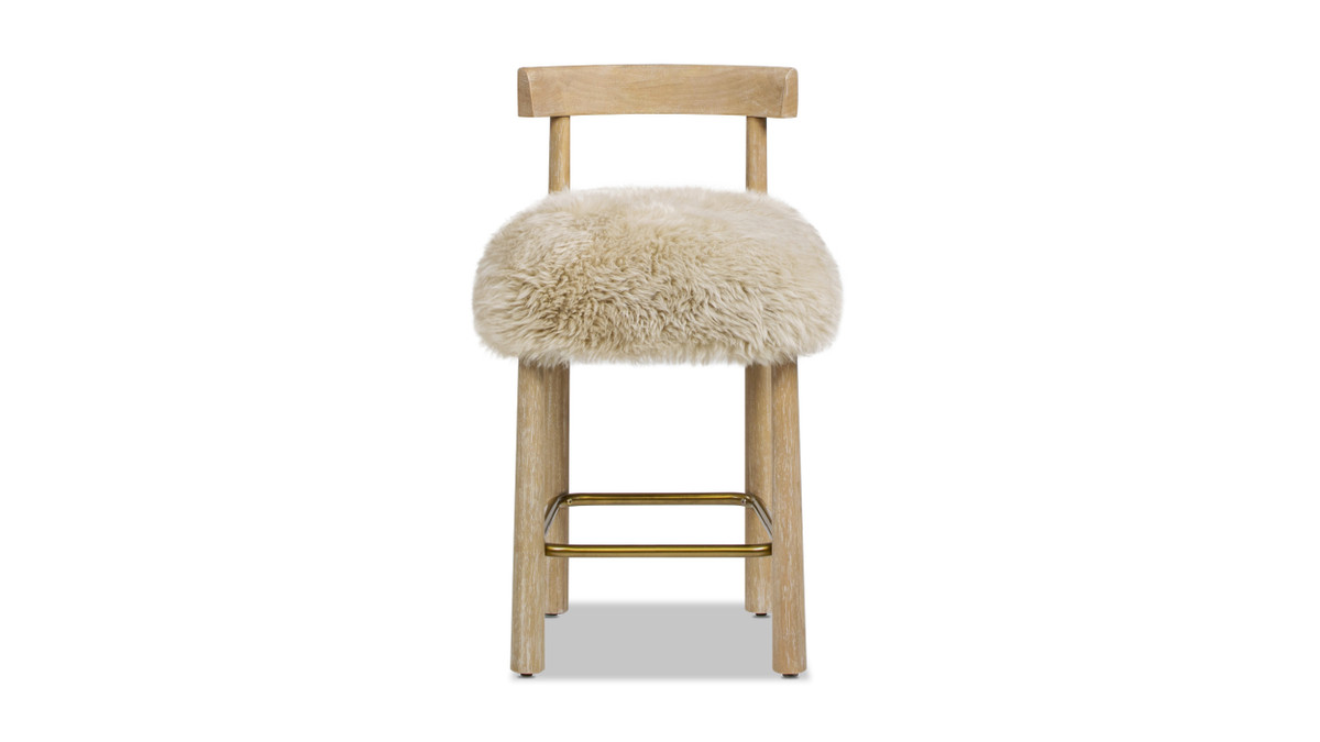 Jennifer Taylor Home Arden 27.5" Genuine Fur Counter Height Bar Stool Natural Blonde