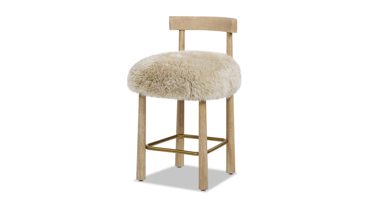 jennifer taylor home Arden 27.5" Genuine Fur Counter Height Bar Stool Natural Blonde