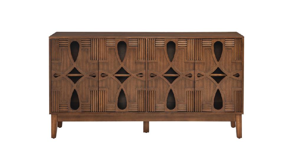 jennifer taylor home Arden 60.5" Mid Century Modern Carved Wood Sideboard with Adjustable Storage