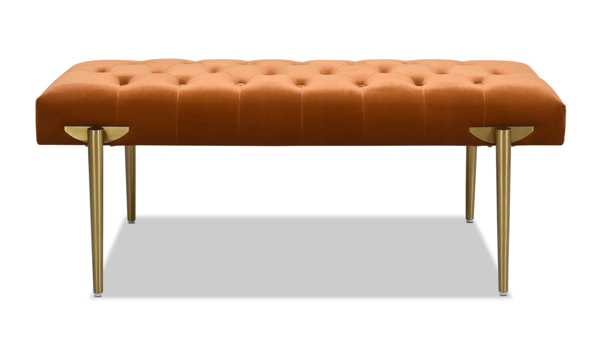 Jennifer Taylor Home Aria Upholstered Gold Accent Bench Burnt Orange