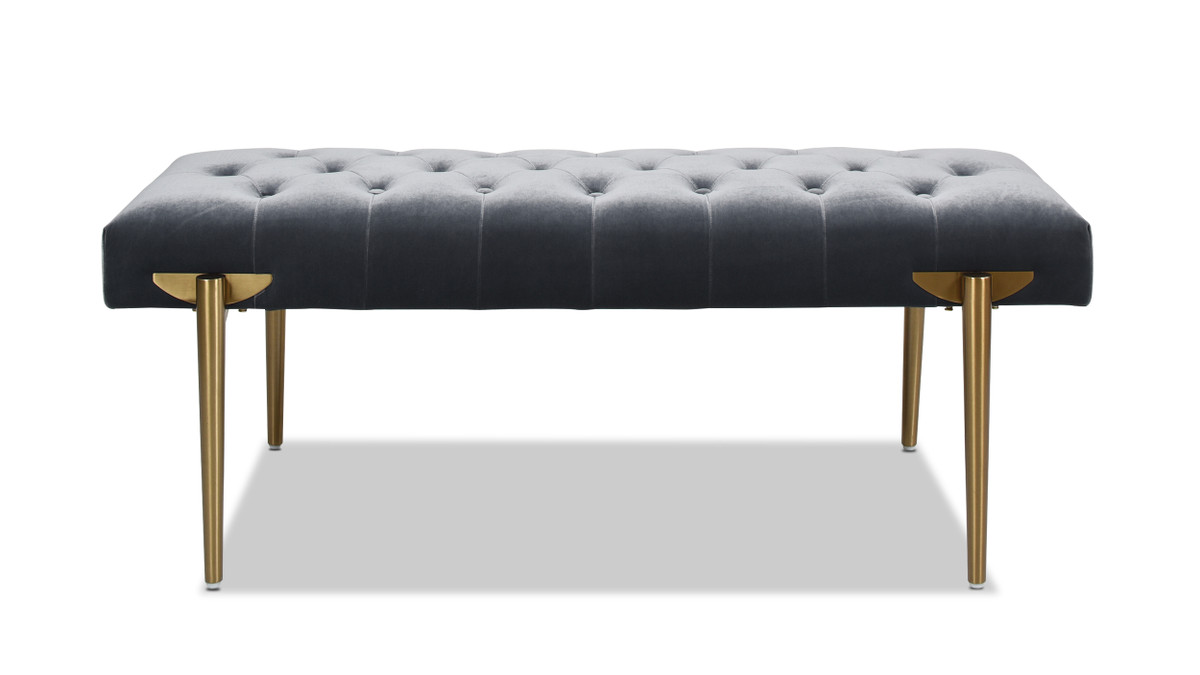 Jennifer Taylor Home Aria Upholstered Gold Accent Bench Steel Gray