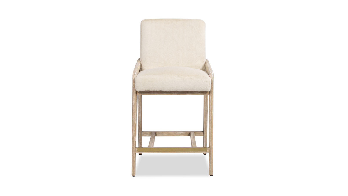 Jennifer Taylor Home Arizona 25.5" Solid Ash Wood Upholstered Counter Stool With Rope Detail Crème De La Crème White
