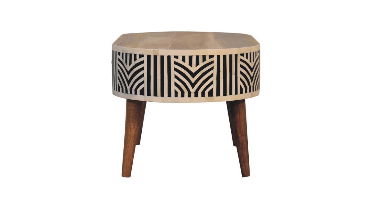 Jennifer Taylor Home Arlo 31.5" Oval Bone Inlay Coffee Table With Splayed Wood Legs And 2 Drawers