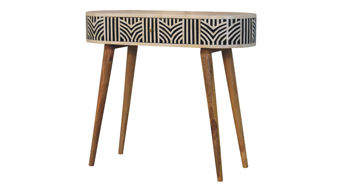 Jennifer Taylor Home Arlo 35.43" Handmade Bone Inlay 1-Drawer Console Table With Solid Mango Wood Legs