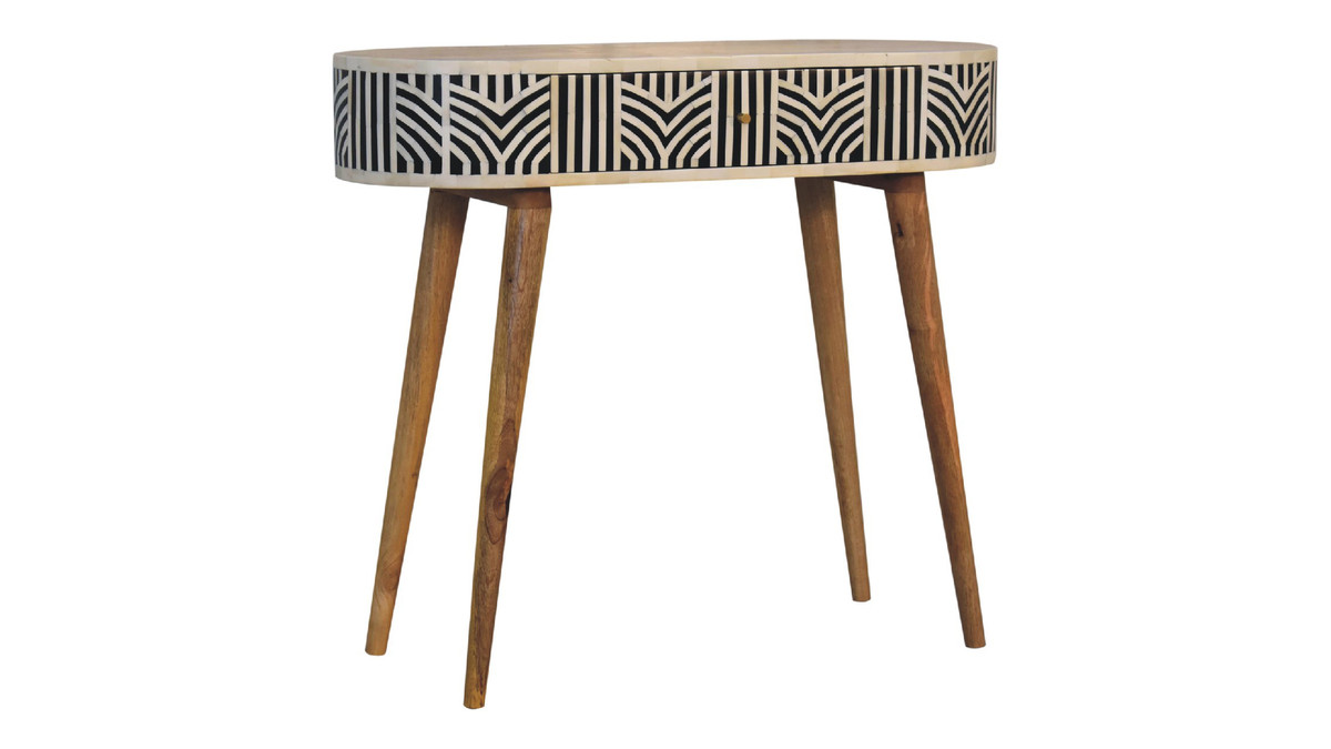 Jennifer Taylor Home Arlo 35.43" Handmade Bone Inlay 1-Drawer Console Table With Solid Mango Wood Legs