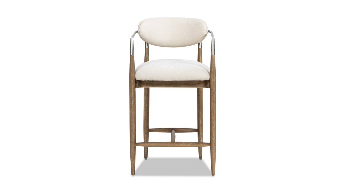 Jennifer Taylor Home Artemis 26" Mixed Material Upholstered Counter Stool Warm White
