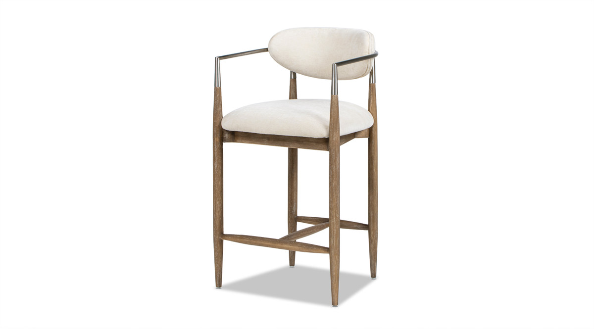 jennifer taylor home Artemis 26" Mixed Material Upholstered Counter Stool Warm White