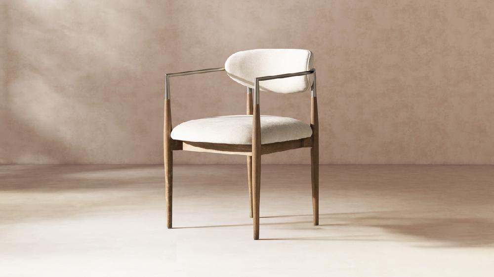 Jennifer Taylor Home Artemis Mixed Material Upholstered Dining Arm Chair Warm White