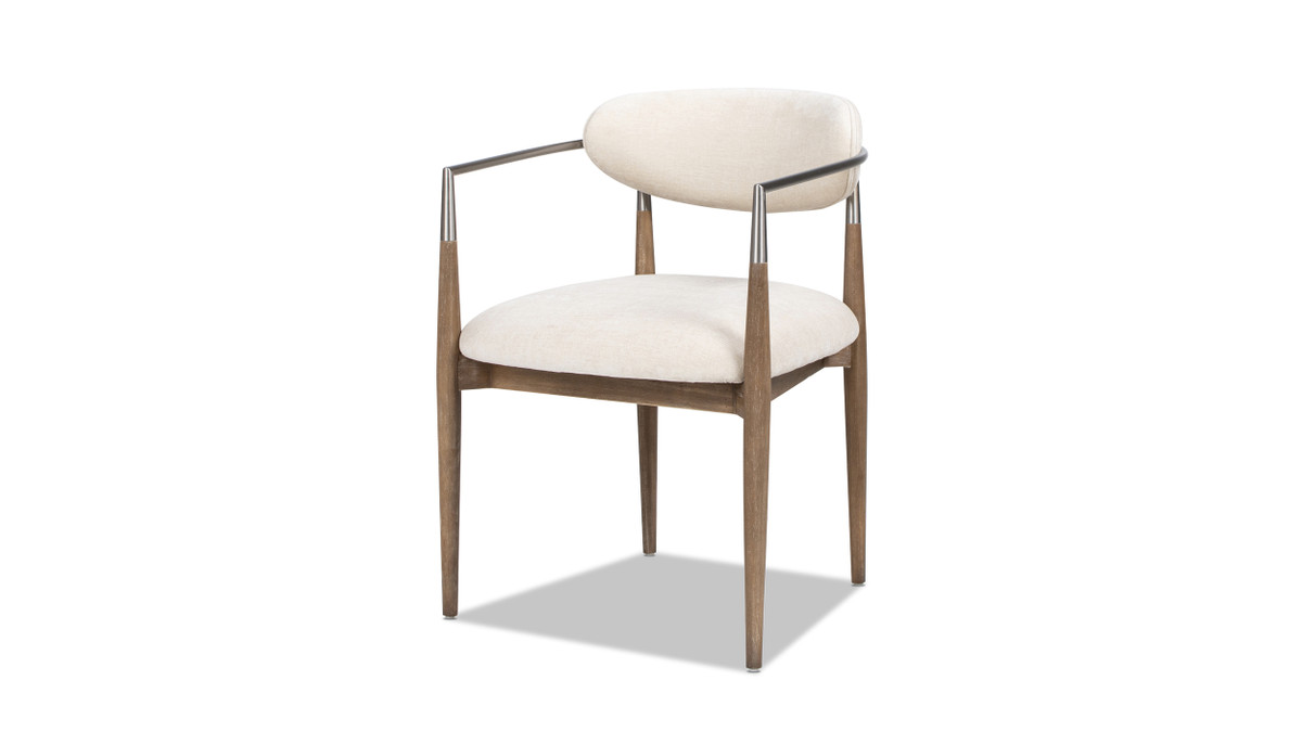 jennifer taylor home Artemis Mixed Material Upholstered Dining Arm Chair Warm White