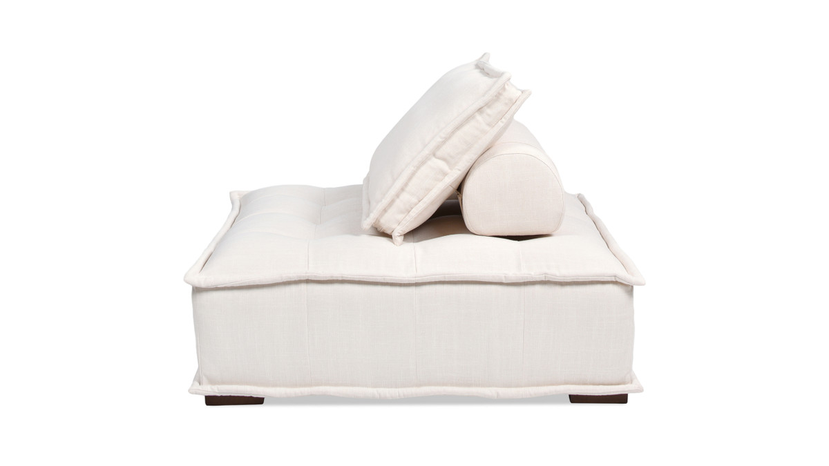 Jennifer Taylor Home Arwen 126" 3-Piece Modular Pillow-Back Lounge Sofa White Beige