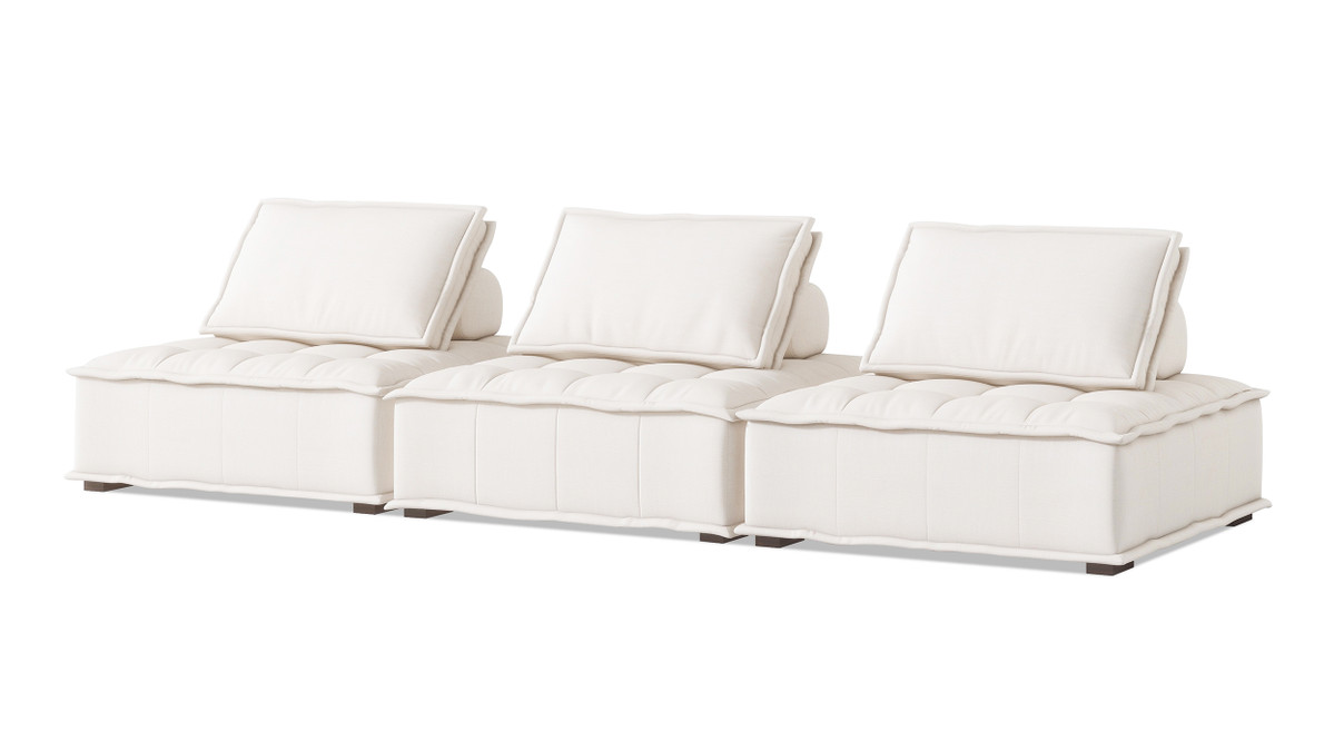 jennifer taylor home Arwen 126" 3-Piece Modular Pillow-Back Lounge Sofa White Beige