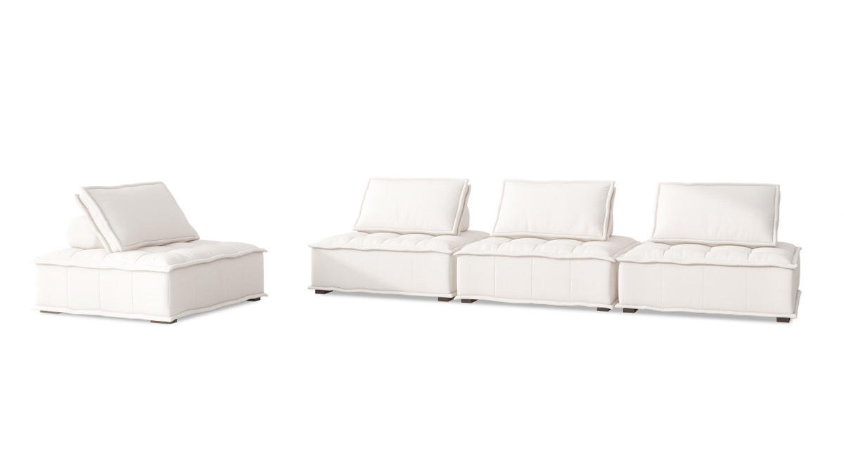 jennifer taylor home Arwen 168" 4-Piece Modular Pillow-Back Lounge Sectional Sofa White Beige