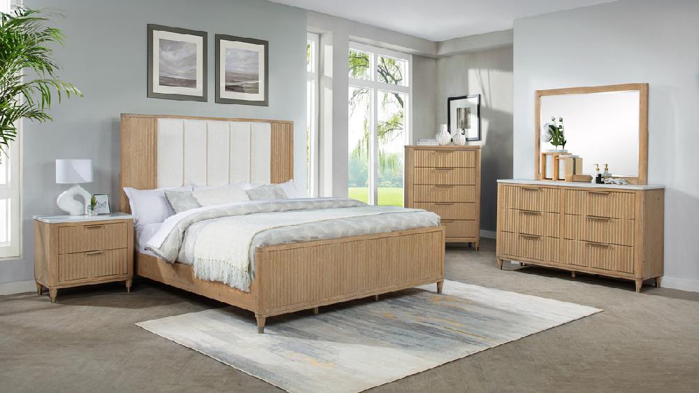Jennifer Taylor Home Ashmore Fluted Panel Bed King Natural Finish