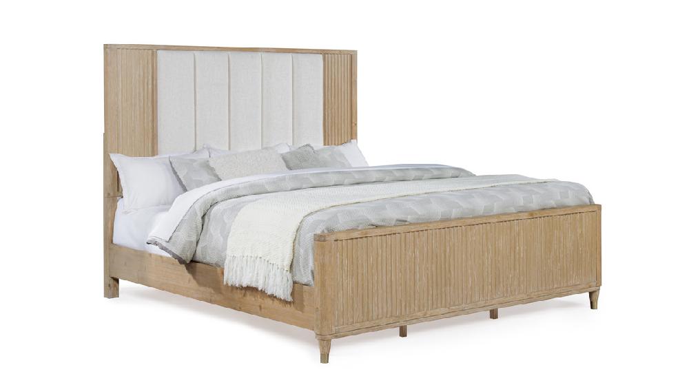 jennifer taylor home Ashmore Fluted Panel Bed Queen Natural Finish