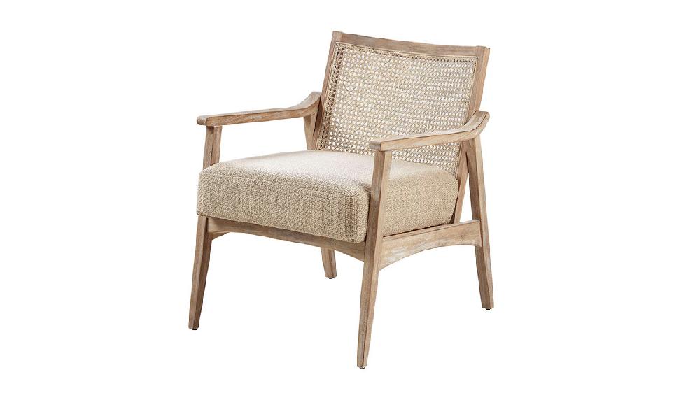 jennifer taylor home Ashwick 25" Cane Back Accent Chair in Reclaimed Wheat Finish Light Brown