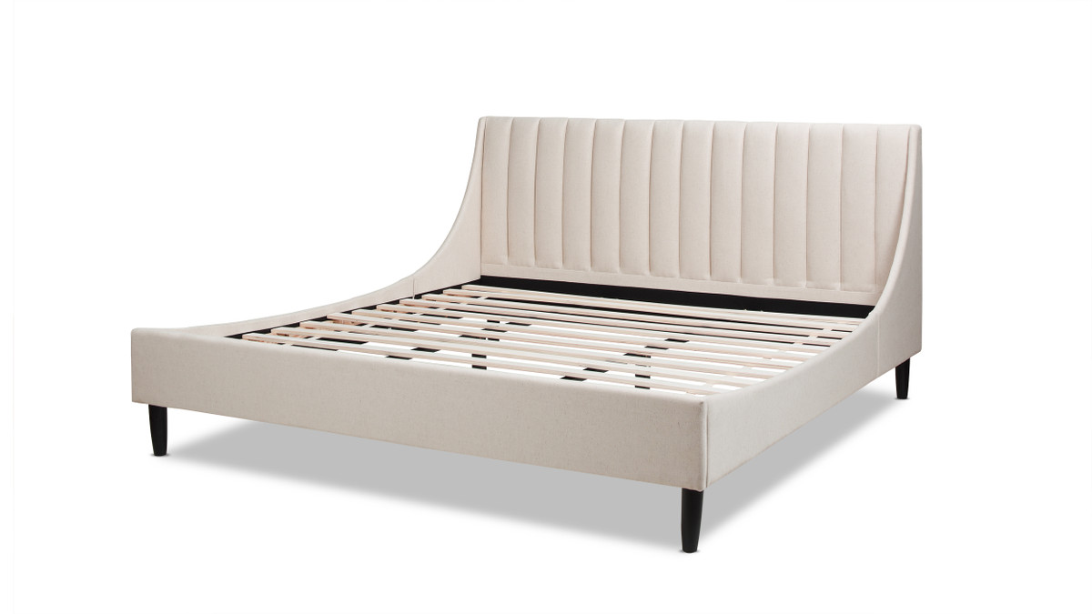 Jennifer Taylor Home Aspen Vertical Tufted Headboard Platform Bed Set King Light Beige