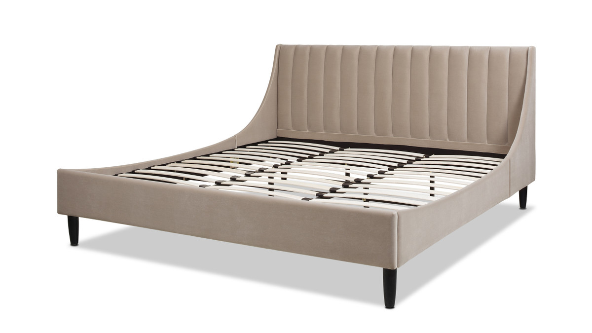 Jennifer Taylor Home Aspen Vertical Tufted Headboard Platform Bed Set King Mink Beige