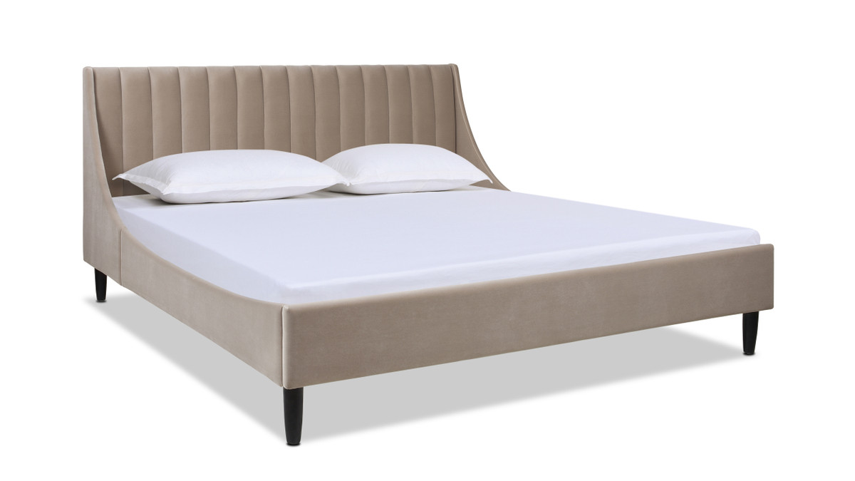 jennifer taylor home Aspen Vertical Tufted Headboard Platform Bed Set King Mink Beige