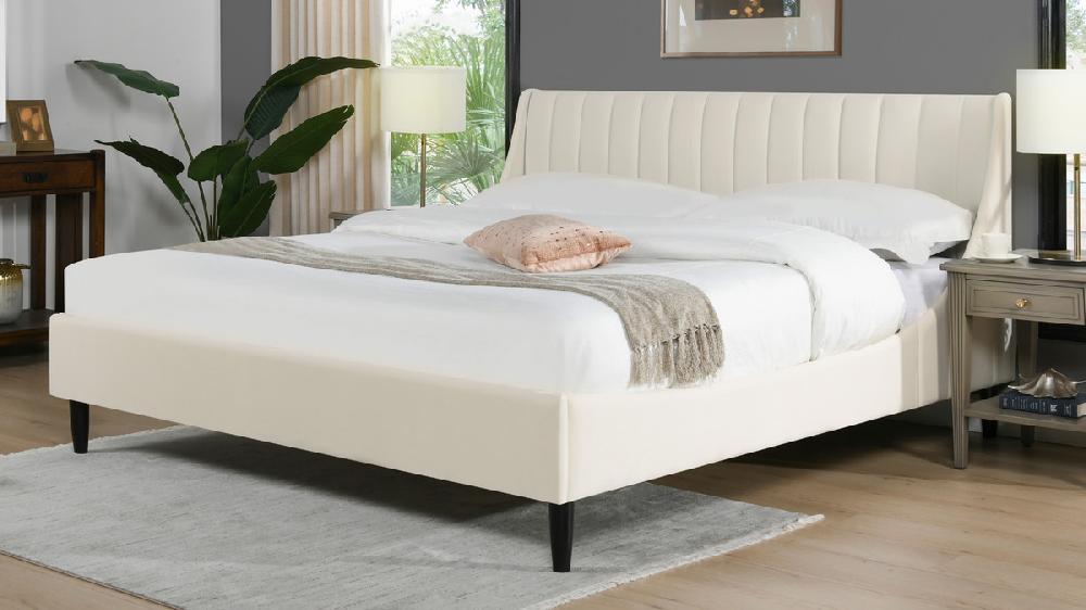Jennifer Taylor Home Aspen Vertical Tufted Headboard Platform Bed Set King Cloud White