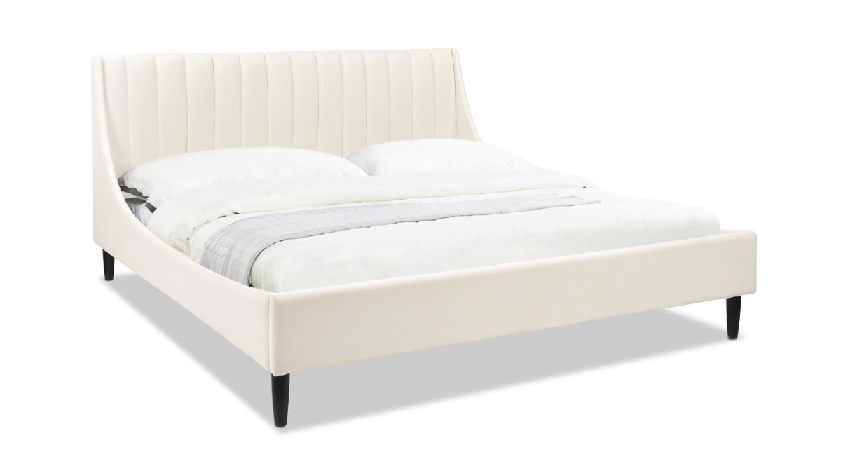 jennifer taylor home Aspen Vertical Tufted Headboard Platform Bed Set King Cloud White