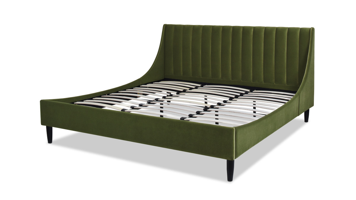 Jennifer Taylor Home Aspen Vertical Tufted Headboard Platform Bed Set King Olive Green