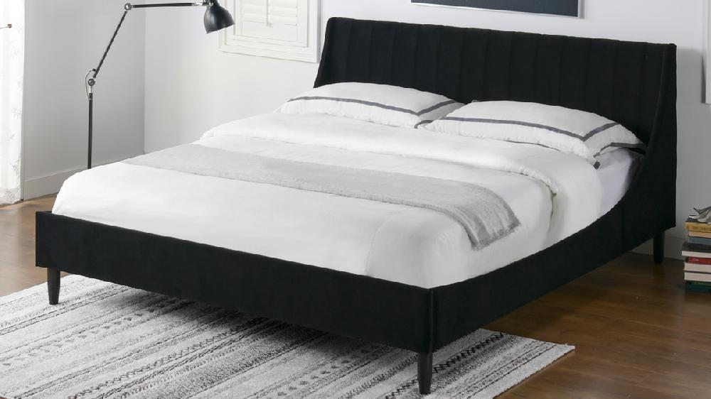 Jennifer Taylor Home Aspen Vertical Tufted Headboard Platform Bed Set King Anthracite Black