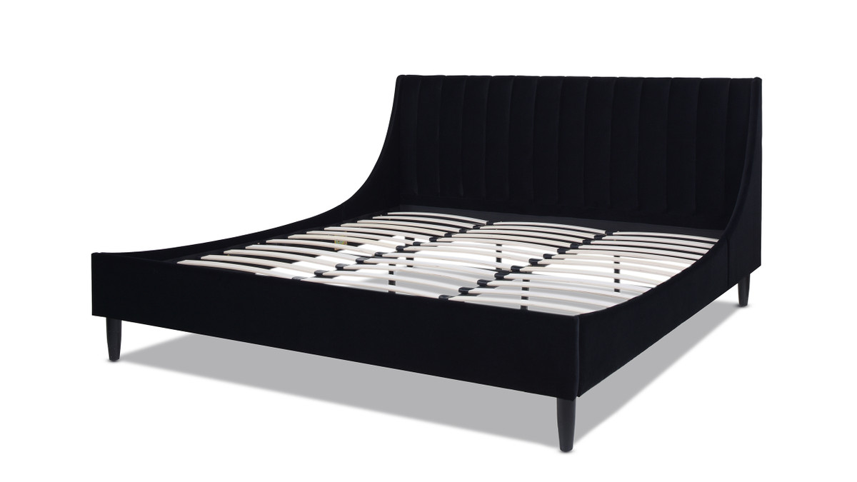 Jennifer Taylor Home Aspen Vertical Tufted Headboard Platform Bed Set King Anthracite Black