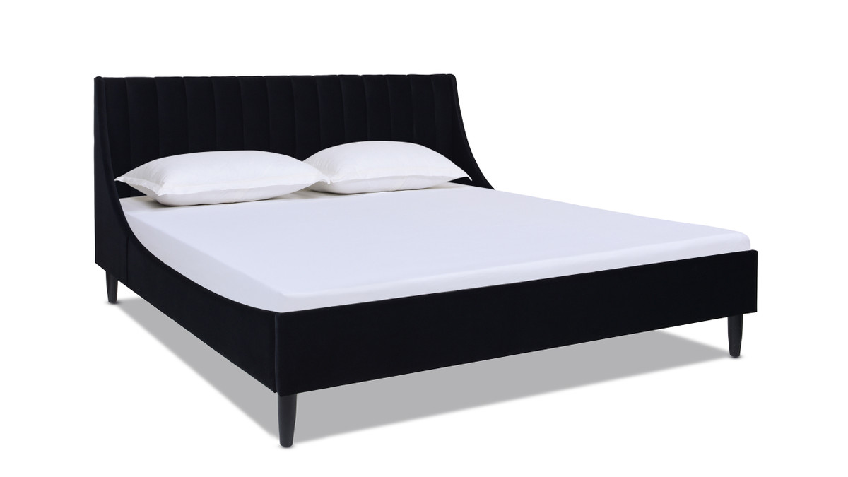 jennifer taylor home Aspen Vertical Tufted Headboard Platform Bed Set King Anthracite Black