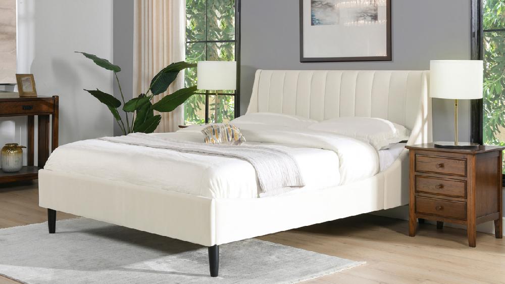 Jennifer Taylor Home Aspen Vertical Tufted Headboard Platform Bed Set Queen Cloud White