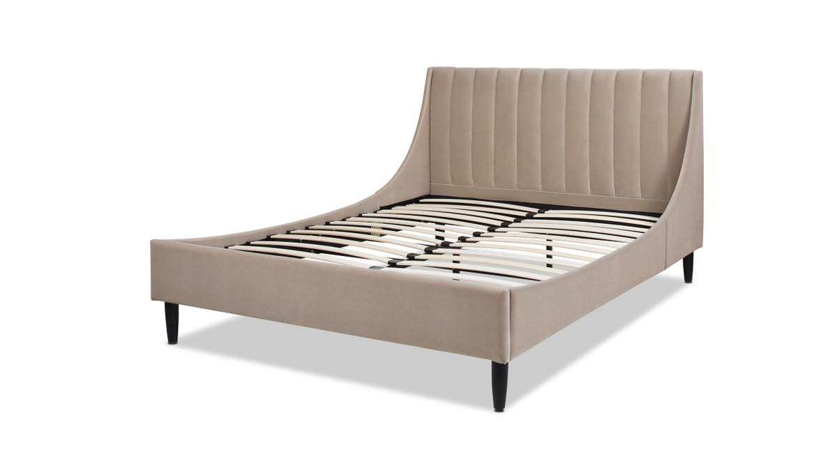 Jennifer Taylor Home Aspen Vertical Tufted Headboard Platform Bed Set Queen Mink Beige