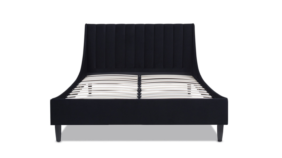 Jennifer Taylor Home Aspen Vertical Tufted Headboard Platform Bed Set Queen Anthracite Black